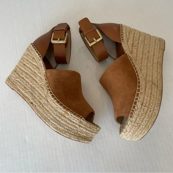 MARC FISHER Womens Brown 2" Platform Adalyn Wedge Leather Espadrille Sandals 9 - Picture 8 of 13